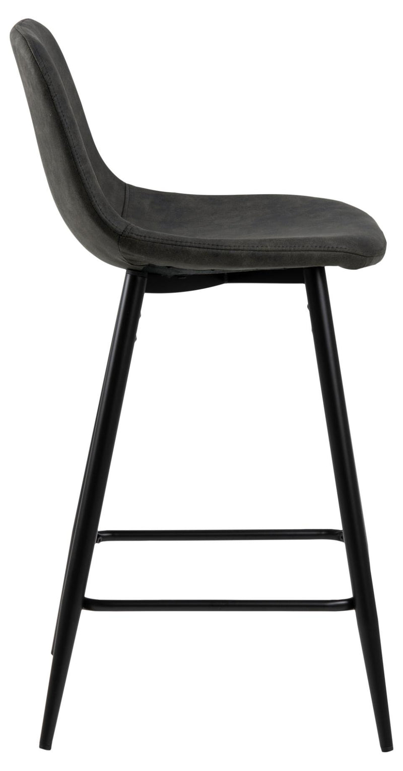 Set 2 scaune de bar tapitate cu stofa si picioare metalice, Wilma Antracit / Negru, l43,5xA48,5xH91 cm (2)