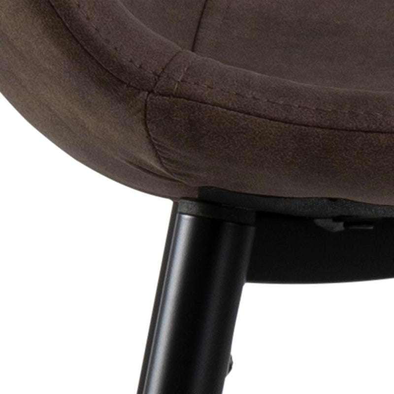 Set 2 scaune de bar tapitate cu stofa si picioare metalice, Wilma Maro / Negru, l46,6xA51xH101 cm (4)