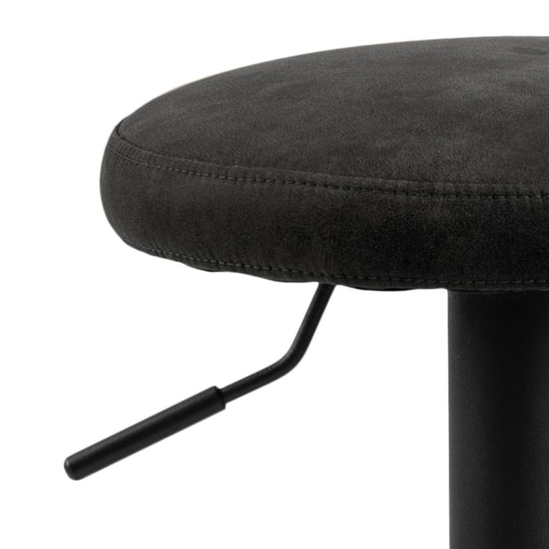 Set 2 scaune de bar tapitate cu stofa si picior metalic Finch Antracit / Negru, Ø40xH80 cm (4)