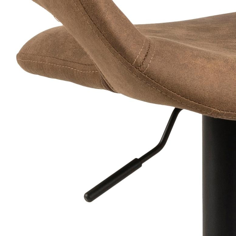 Set 2 scaune de bar rotative tapitate cu stofa si picior metalic, Grace Maro deschis / Negru, l54,5xA48,5xH104 cm (4)