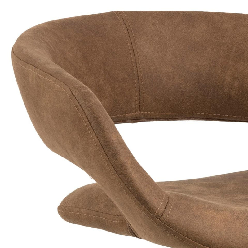 Set 2 scaune de bar rotative tapitate cu stofa si picior metalic, Grace Maro deschis / Negru, l54,5xA48,5xH104 cm (3)