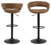 Set 2 scaune de bar rotative tapitate cu stofa si picior metalic, Grace Maro deschis / Negru, l54,5xA48,5xH104 cm (1)