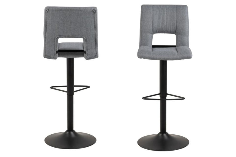 Set 2 scaune de bar tapitate cu stofa si picior metalic Sylvia Gri Deschis / Negru, l41,5xA52xH115 cm (1)