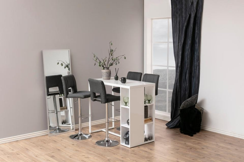 Set 2 scaune de bar tapitate cu stofa si picior metalic Sylvia Gri Inchis / Crom, l41,5xA52xH115 cm (2)