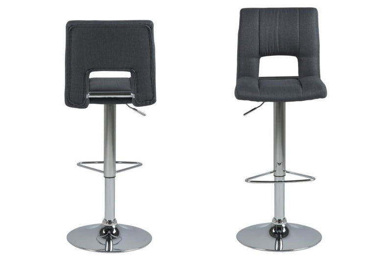 Set 2 scaune de bar tapitate cu stofa si picior metalic Sylvia Gri Inchis / Crom, l41,5xA52xH115 cm (3)