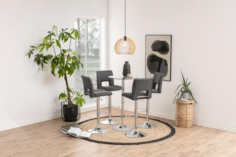 Set 2 scaune de bar tapitate cu stofa si picior metalic Sylvia Gri Inchis / Crom, l41,5xA52xH115 cm (1)