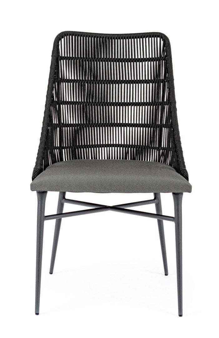 Set 2 scaune de terasa din metal, sezut tapitat cu stofa, Tablita Gri / Negru, l54xA57xH90 cm (5)