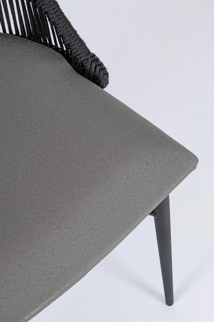 Set 2 scaune de terasa din metal, sezut tapitat cu stofa, Tablita Gri / Negru, l54xA57xH90 cm (8)