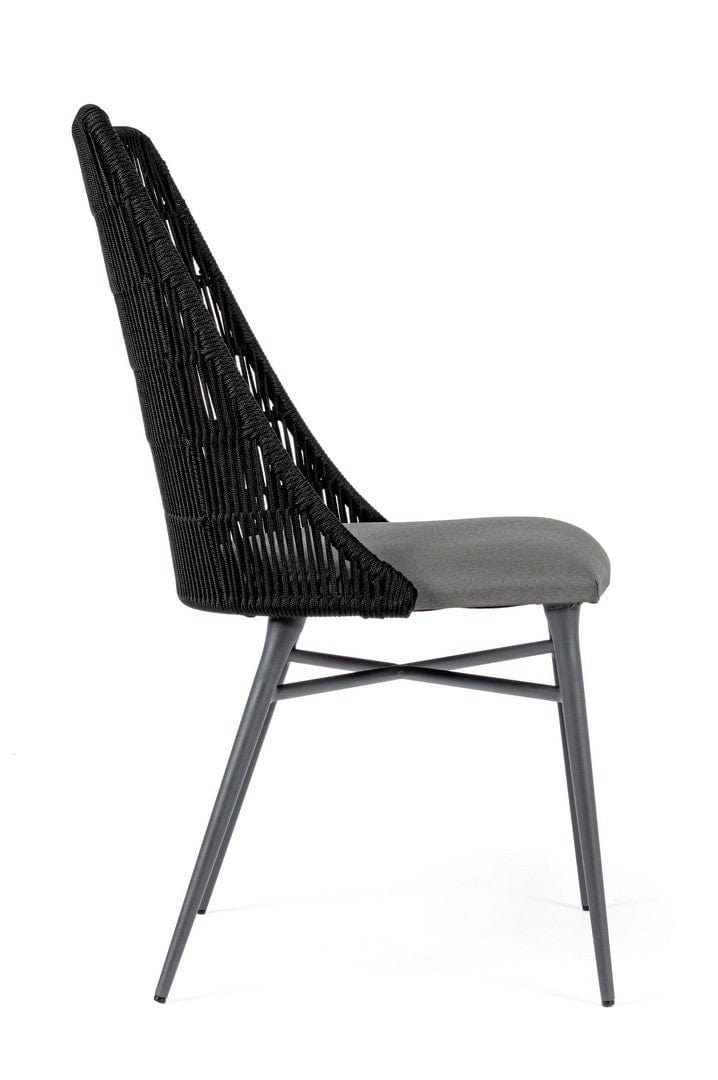 Set 2 scaune de terasa din metal, sezut tapitat cu stofa, Tablita Gri / Negru, l54xA57xH90 cm (7)