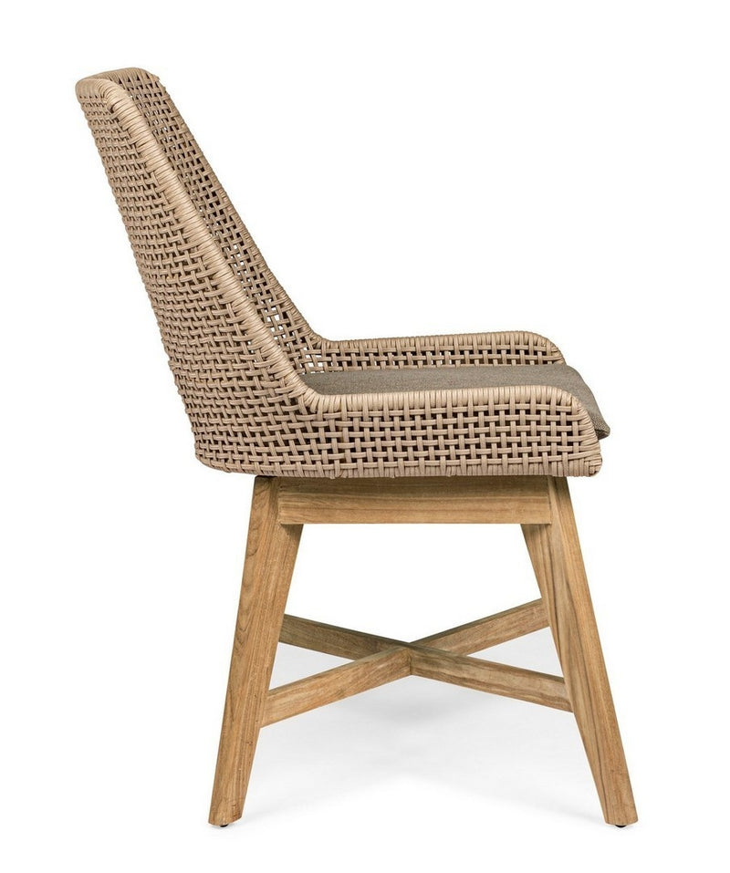 Set 2 scaune de terasa din metal si lemn de tec, Hesperia Grej / Natural, l50xA68xH86 cm (9)