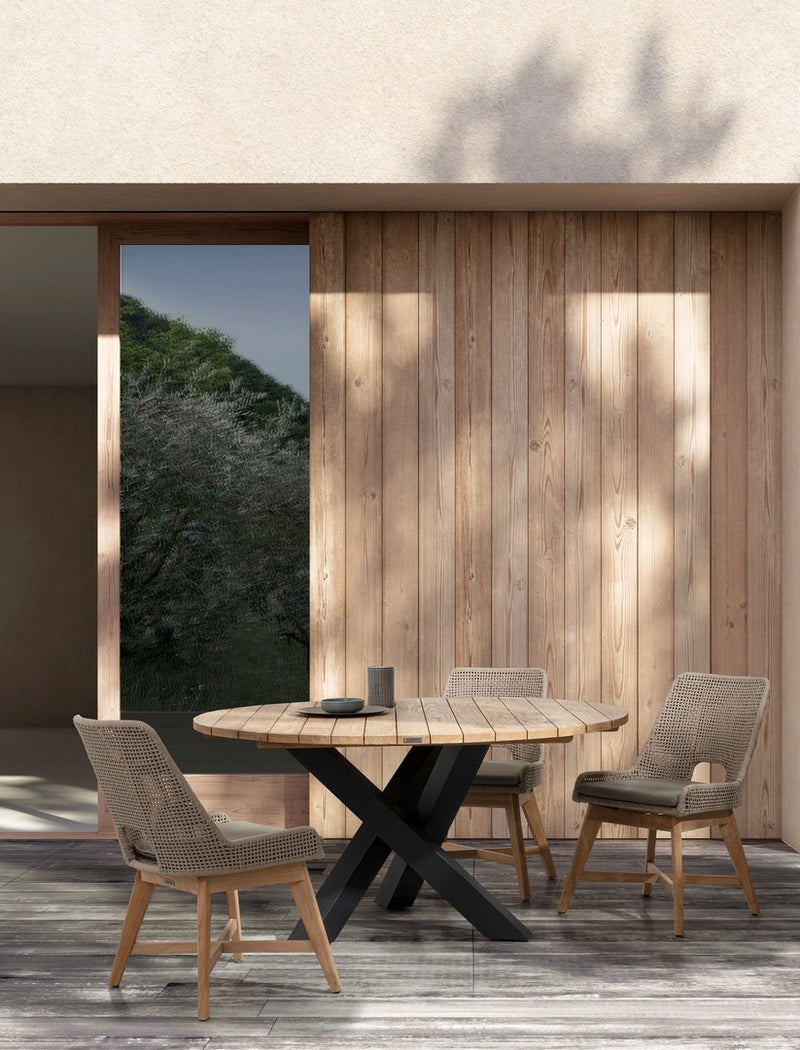 Set 2 scaune de terasa din metal si lemn de tec, Hesperia Grej / Natural, l50xA68xH86 cm (1)