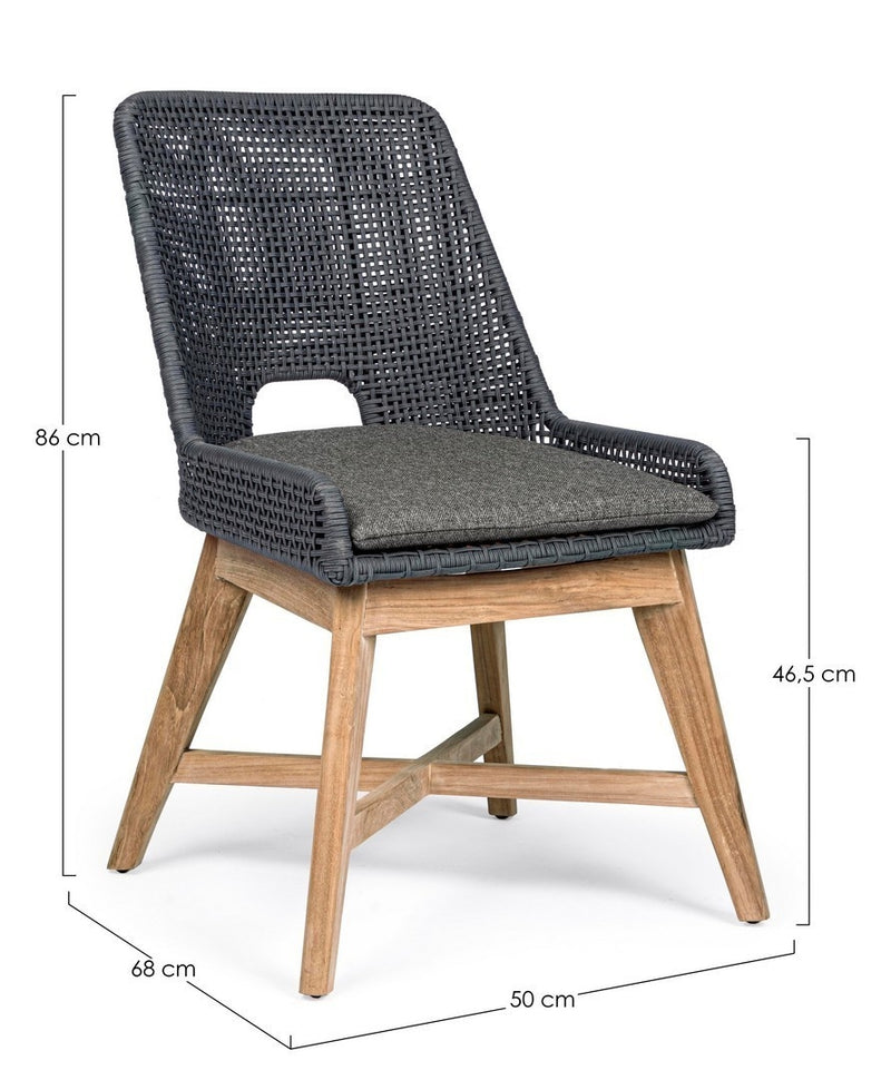 Set 2 scaune de terasa din metal si lemn de tec, Hesperia Gri / Natural, l50xA68xH86 cm (13)