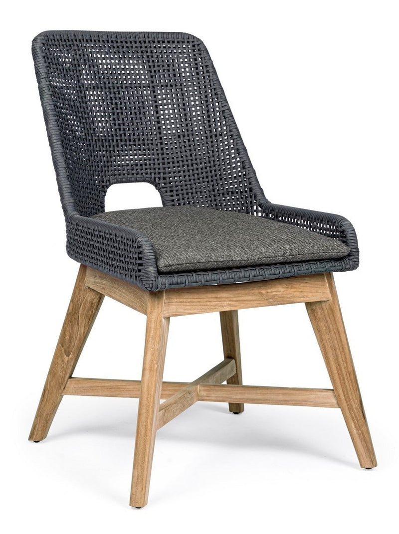 Set 2 scaune de terasa din metal si lemn de tec, Hesperia Gri / Natural, l50xA68xH86 cm (6)