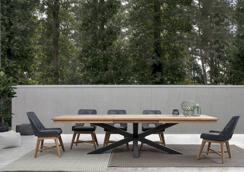 Set 2 scaune de terasa din metal si lemn de tec, Hesperia Gri / Natural, l50xA68xH86 cm (1)