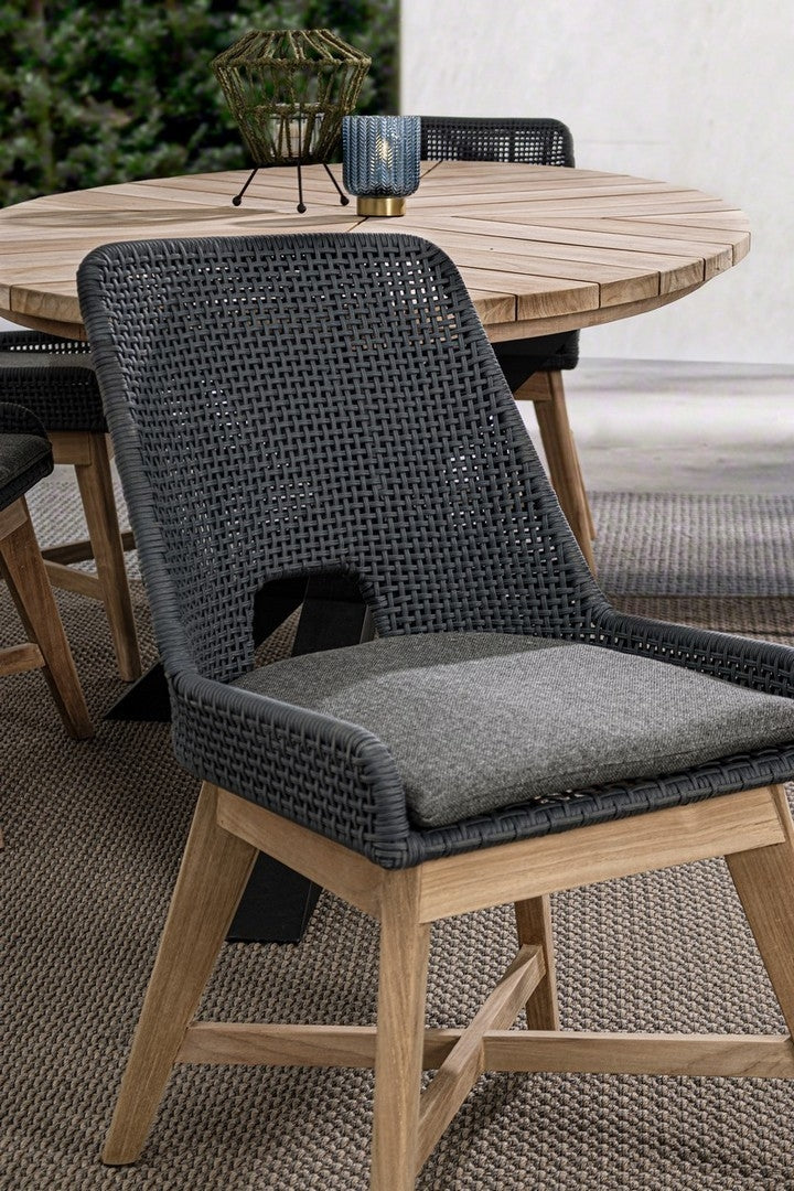 Set 2 scaune de terasa din metal si lemn de tec, Hesperia Gri / Natural, l50xA68xH86 cm (5)