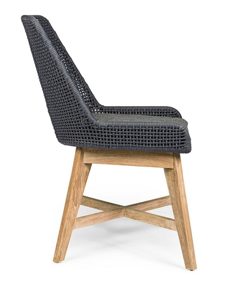 Set 2 scaune de terasa din metal si lemn de tec, Hesperia Gri / Natural, l50xA68xH86 cm (9)
