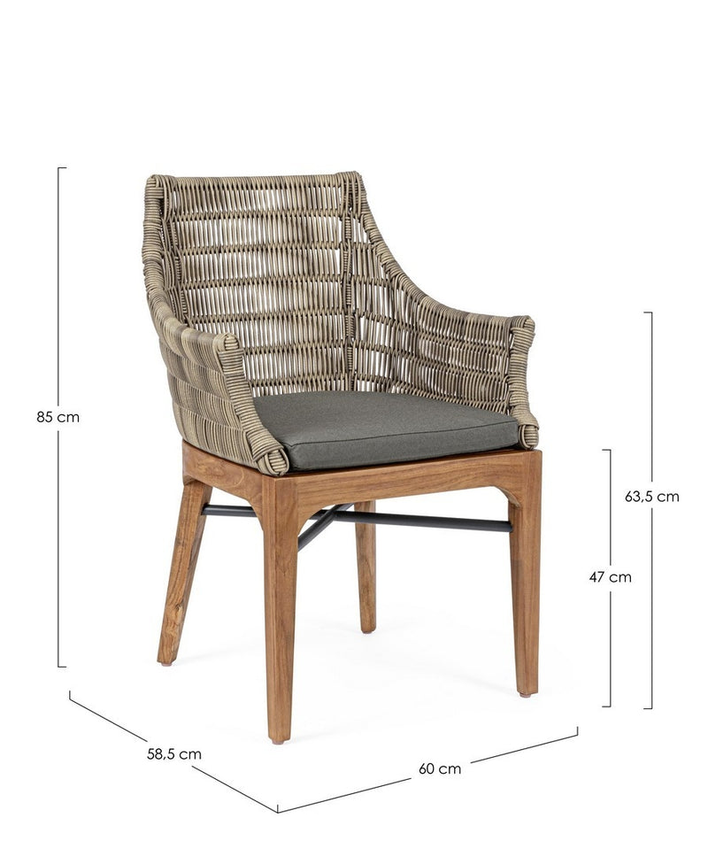 Set 2 scaune de terasa din metal si lemn de tec, Keilani Gri / Natural, l60xA58,5xH85 cm (11)