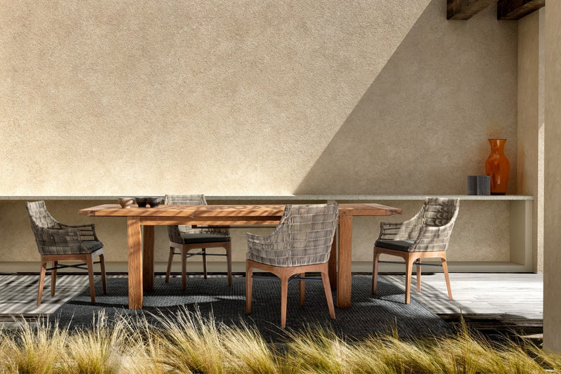 Set 2 scaune de terasa din metal si lemn de tec, Keilani Gri / Natural, l60xA58,5xH85 cm (2)