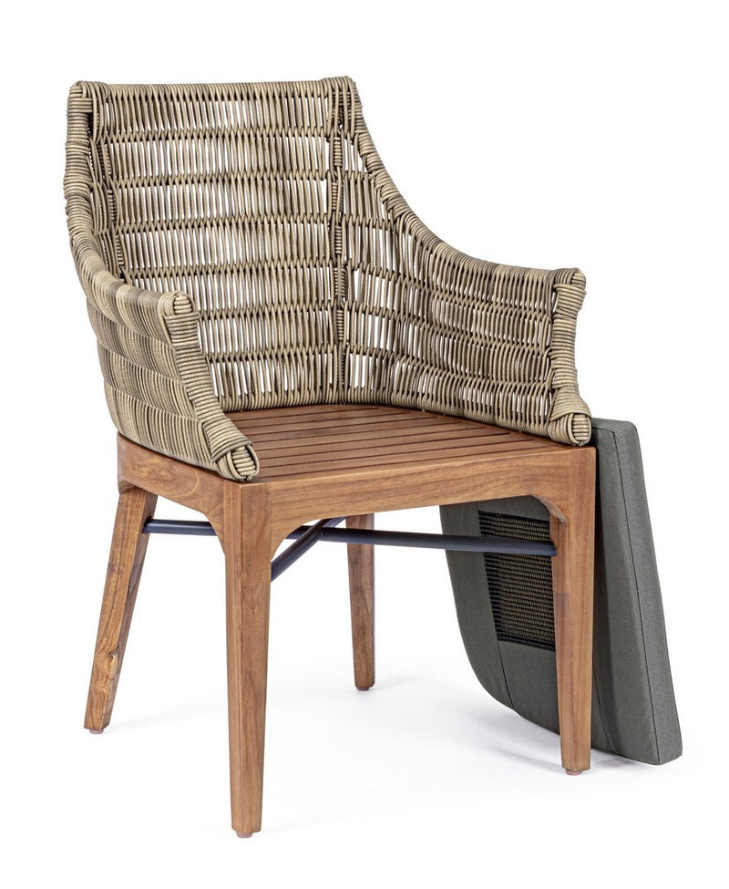 Set 2 scaune de terasa din metal si lemn de tec, Keilani Gri / Natural, l60xA58,5xH85 cm (5)