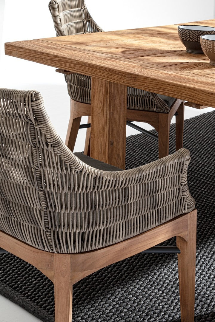 Set 2 scaune de terasa din metal si lemn de tec, Keilani Gri / Natural, l60xA58,5xH85 cm (3)