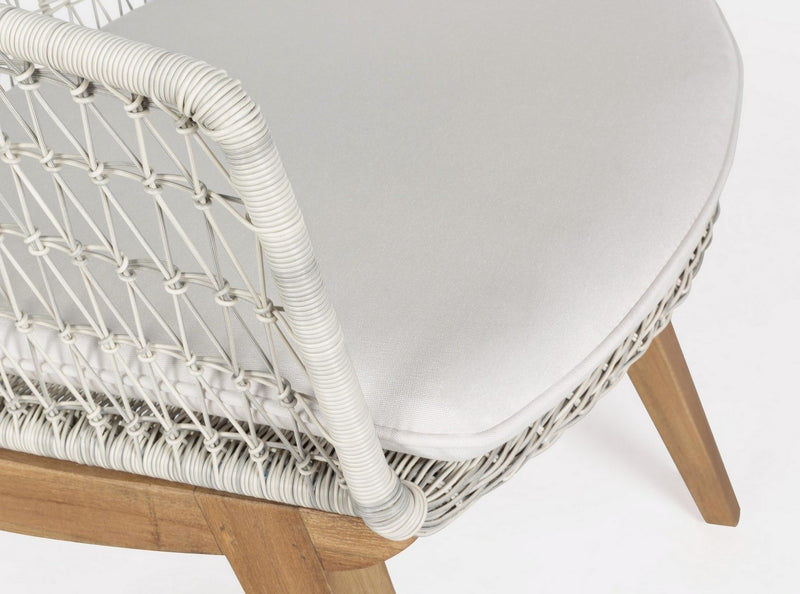 Set 2 scaune de terasa din metal si lemn de tec, Mauren Alb / Natural, l56xA59xH85,5 cm (9)