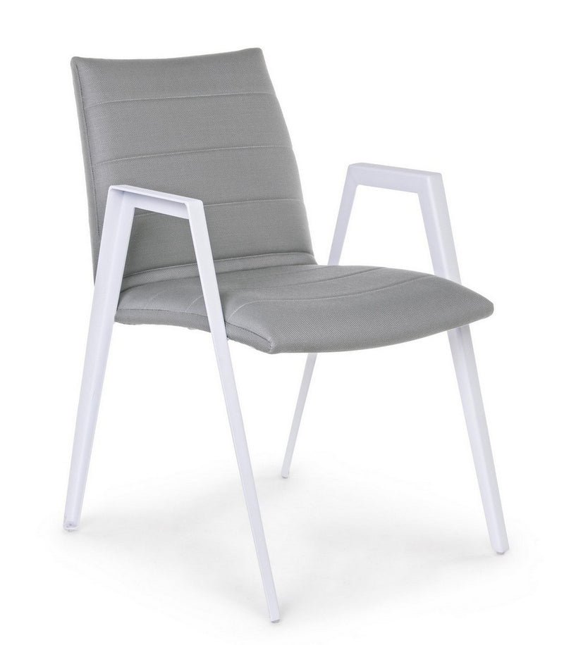 Set 2 scaune de terasa din metal, tapitate cu stofa, Axor Gri / Alb, l57xA65xH84 cm (8)