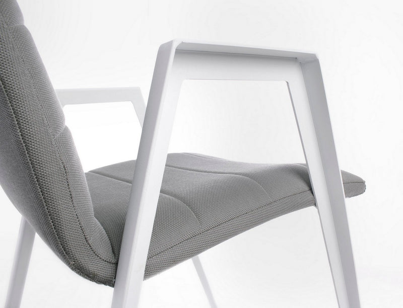 Set 2 scaune de terasa din metal, tapitate cu stofa, Axor Gri / Alb, l57xA65xH84 cm (9)
