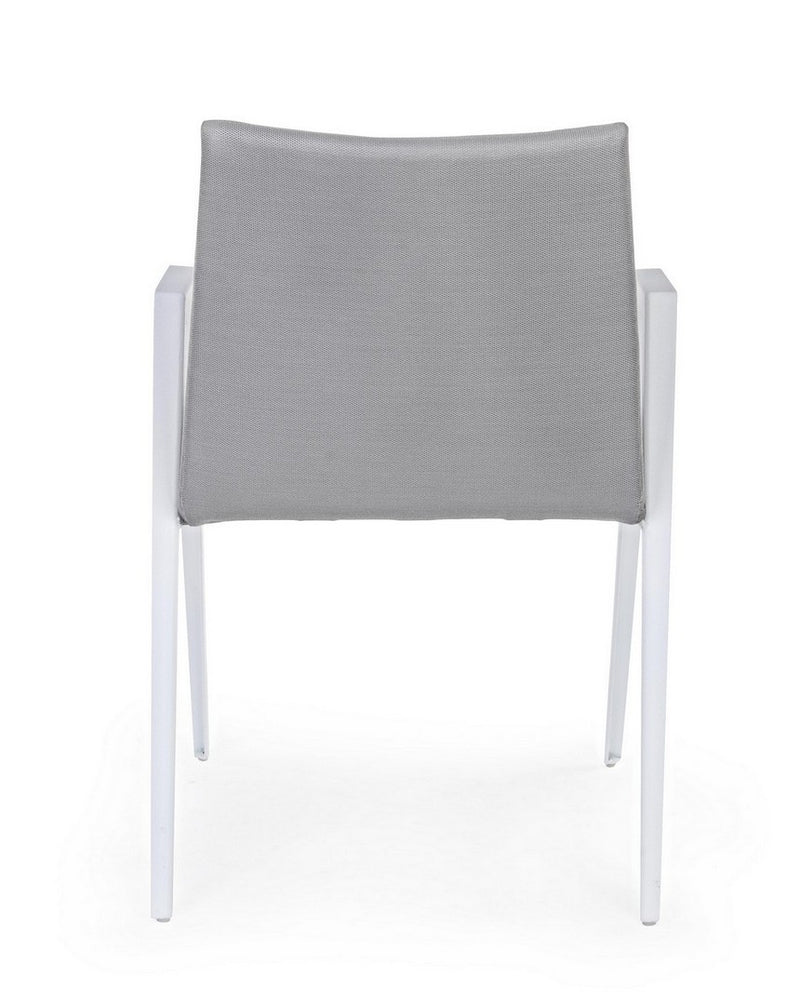 Set 2 scaune de terasa din metal, tapitate cu stofa, Axor Gri / Alb, l57xA65xH84 cm (7)