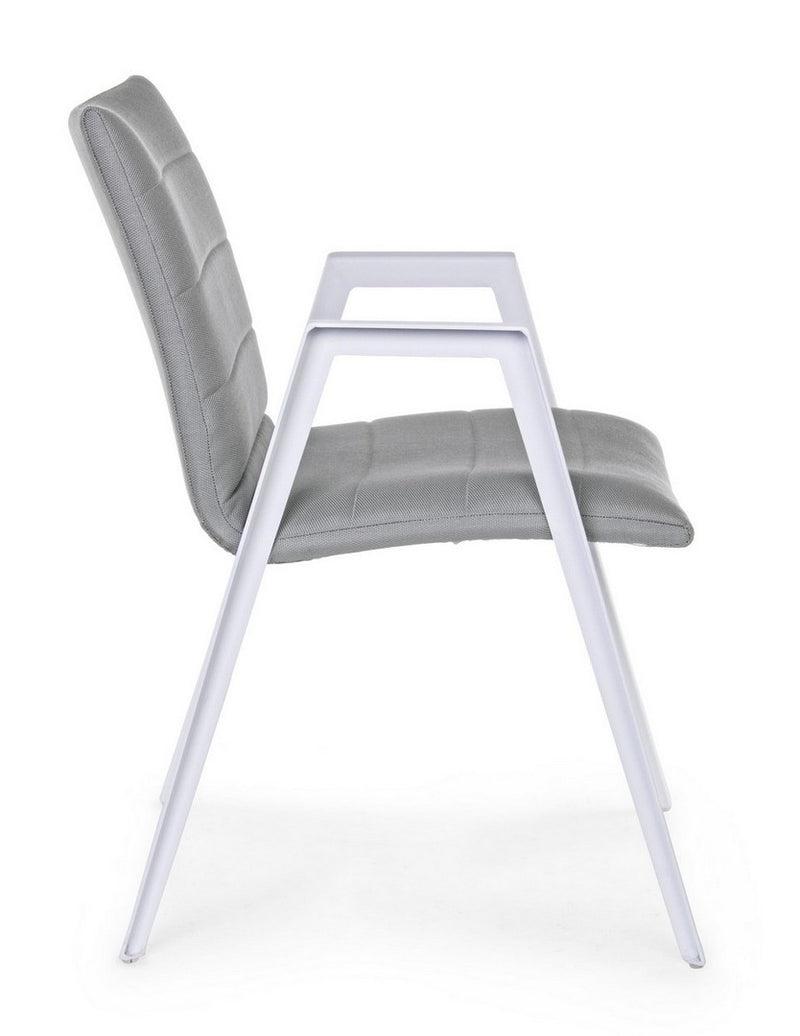 Set 2 scaune de terasa din metal, tapitate cu stofa, Axor Gri / Alb, l57xA65xH84 cm (6)
