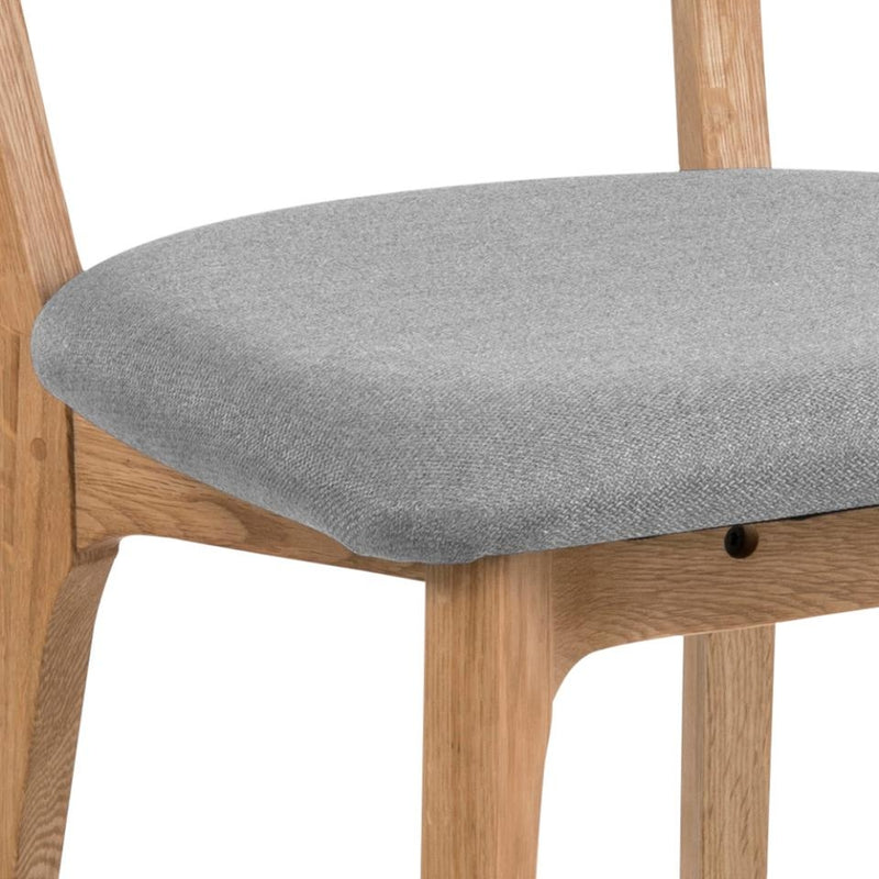 Set 2 scaune din lemn cu sezut tapitat cu stofa, Taxi Gri deschis / Stejar, l45xA49xH84 cm (6)