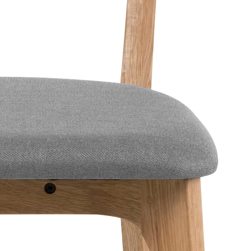 Set 2 scaune din lemn cu sezut tapitat cu stofa, Taxi Gri deschis / Stejar, l45xA49xH84 cm (4)