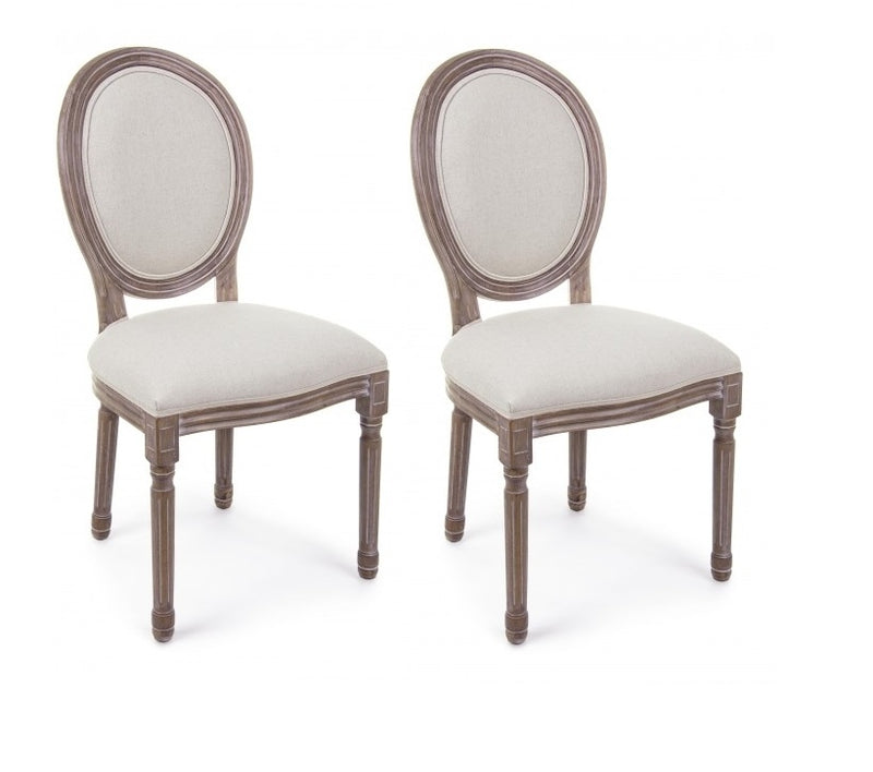 Set 2 scaune din lemn de mestecan, tapitate cu stofa Mathilde Ivoir, l48xA46xH96 cm
