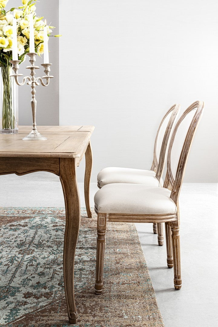 Set 2 scaune din lemn de mestecan, tapitate cu stofa Mathilde Ivoir, l48xA46xH96 cm (3)