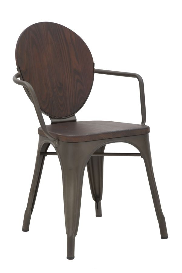 Set 2 scaune din lemn de pin si metal Harlem Nuc / Gri inchis, l54xA51xH83 cm (3)