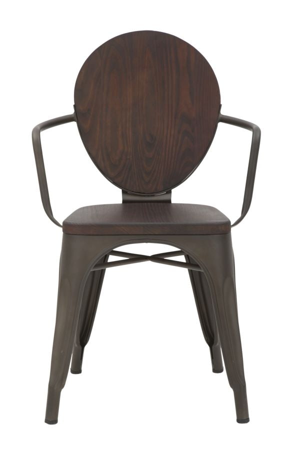 Set 2 scaune din lemn de pin si metal Harlem Nuc / Gri inchis, l54xA51xH83 cm (5)