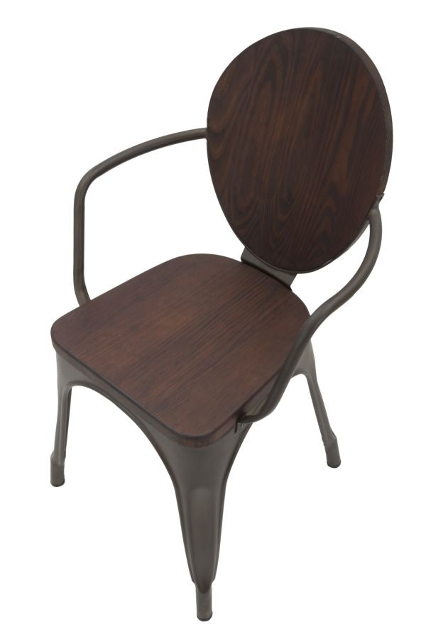 Set 2 scaune din lemn de pin si metal Harlem Nuc / Gri inchis, l54xA51xH83 cm (7)