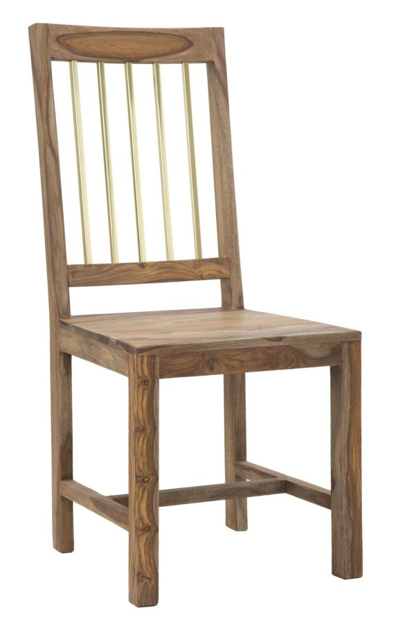 Set 2 scaune din lemn de Sheesham si metal Elegant Natural, l45xA50xH100 cm (2)