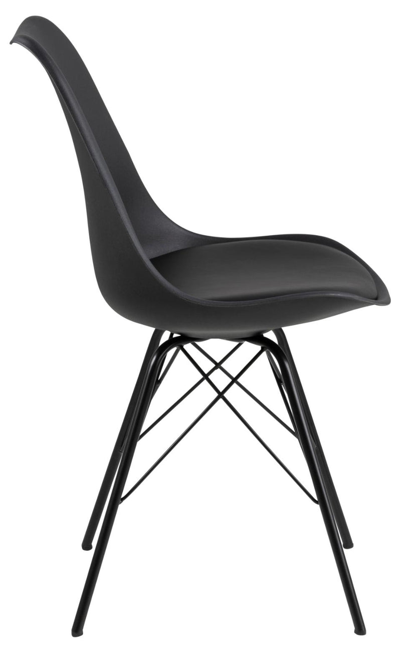 Set 2 scaune din plastic, sezut tapitat cu piele ecologica si picioare metalice Eris Negru, l48,5xA54xH85,5 cm (4)
