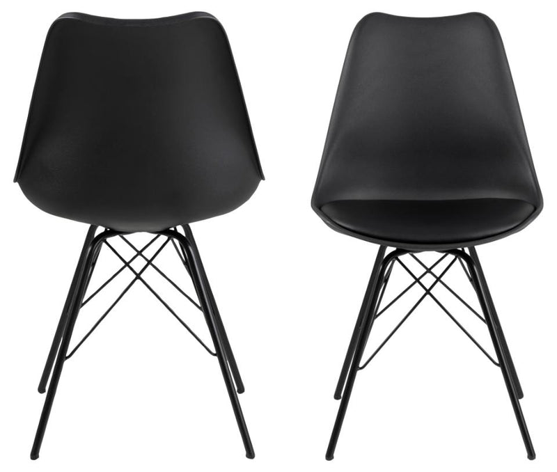 Set 2 scaune din plastic, sezut tapitat cu piele ecologica si picioare metalice Eris Negru, l48,5xA54xH85,5 cm (5)