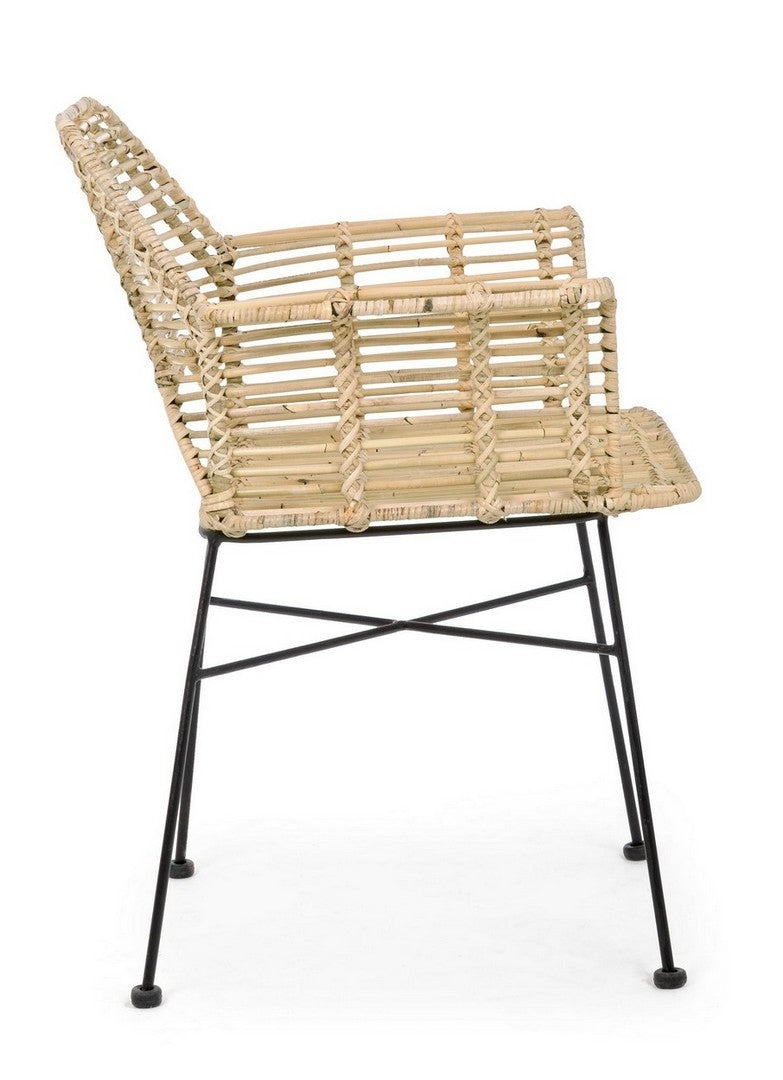 Set 2 scaune din ratan, cu picioare metalice Tunas Natural / Negru, l66xA58,5xH83 cm (5)
