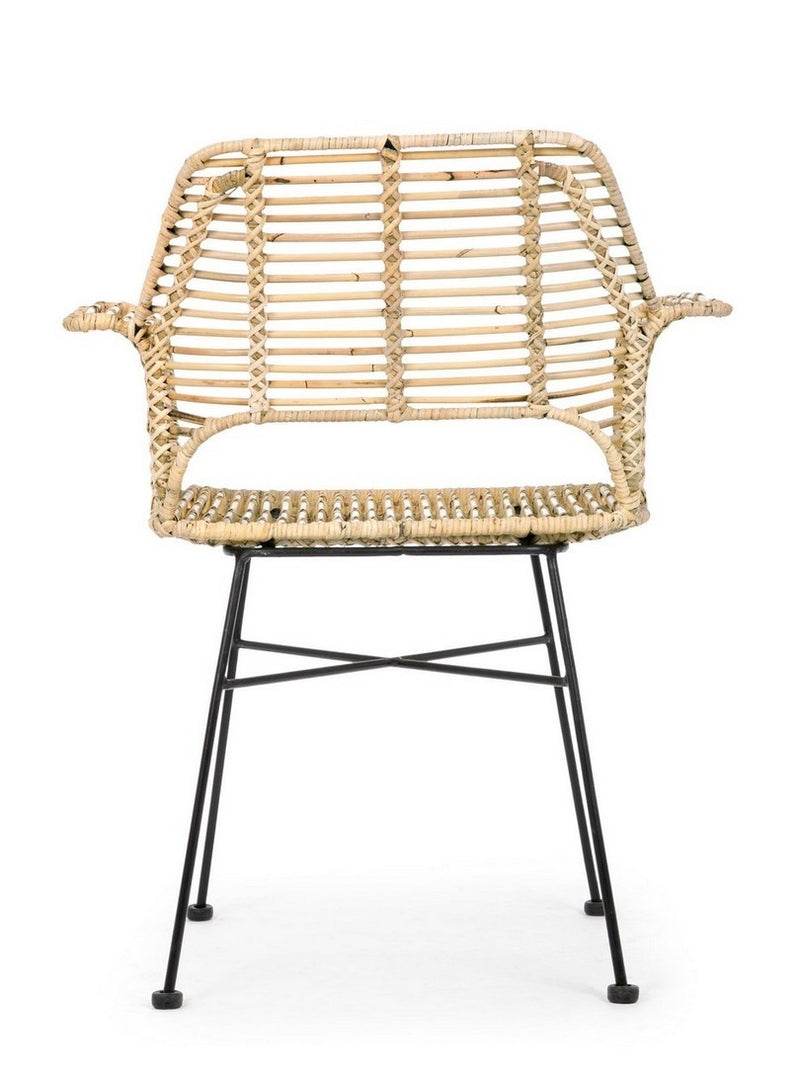 Set 2 scaune din ratan, cu picioare metalice Tunas Natural / Negru, l66xA58,5xH83 cm (4)