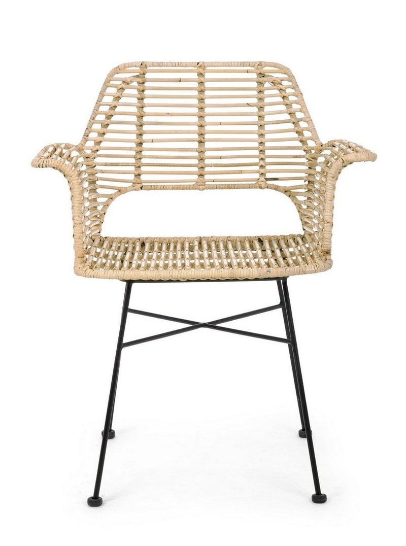 Set 2 scaune din ratan, cu picioare metalice Tunas Natural / Negru, l66xA58,5xH83 cm (3)