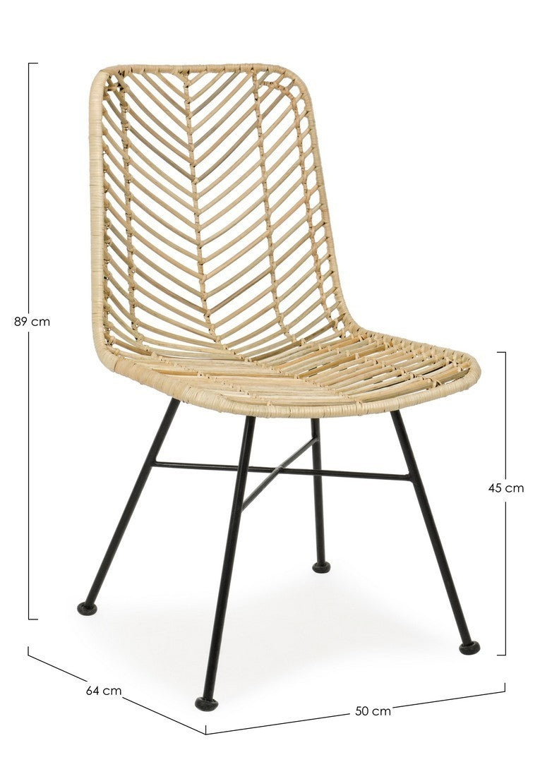 Set 2 scaune din ratan natural, cu picioare metalice Lorena Natural, l50xA64xH89 cm (9)