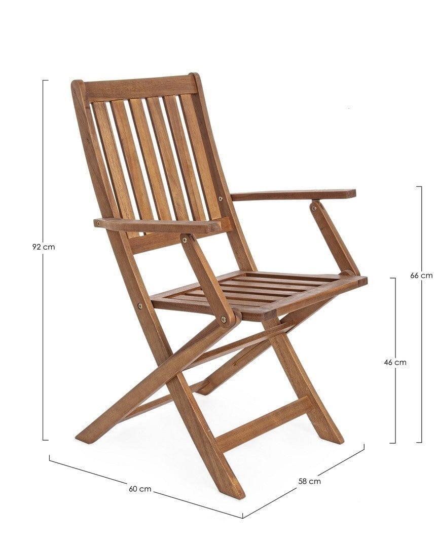 Set 2 scaune pliabile de gradina / terasa din lemn de salcam Mali I Natural, l58xA60xH92 cm (6)