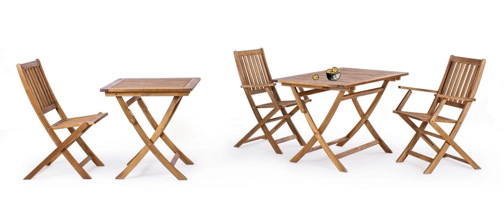 Set 2 scaune pliabile de gradina / terasa din lemn de salcam Mali I Natural, l58xA60xH92 cm (2)
