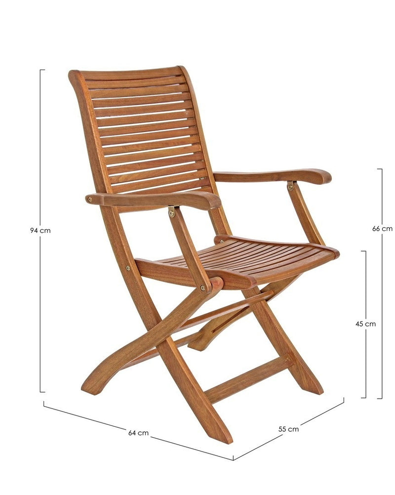 Set 2 scaune pliabile de gradina / terasa din lemn de salcam Noemi Natural, l55xA64xH94 cm (10)