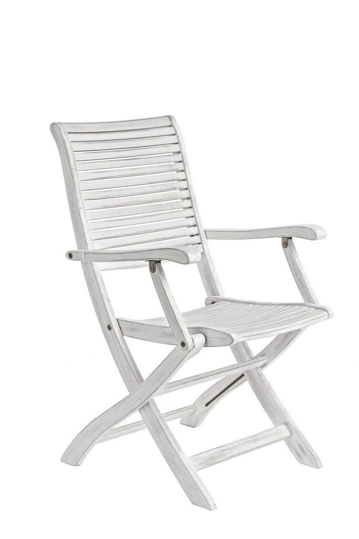 Set 2 scaune pliabile de gradina / terasa din lemn de salcam Octavia Alb Antichizat, l55xA66xH94 cm (6)