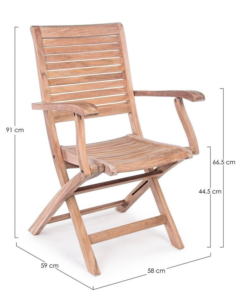 Set 2 scaune pliabile de gradina / terasa din lemn de tec Marylandis I Natural, l58xA59xH91 cm (6)