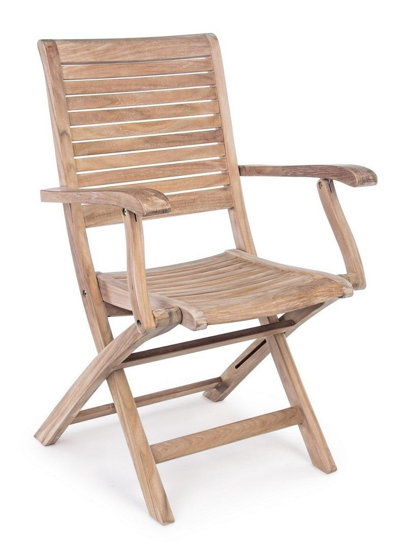 Set 2 scaune pliabile de gradina / terasa din lemn de tec Marylandis I Natural, l58xA59xH91 cm (3)