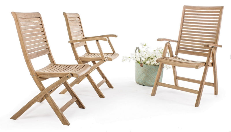 Set 2 scaune pliabile de gradina / terasa din lemn de tec Marylandis I Natural, l58xA59xH91 cm (2)